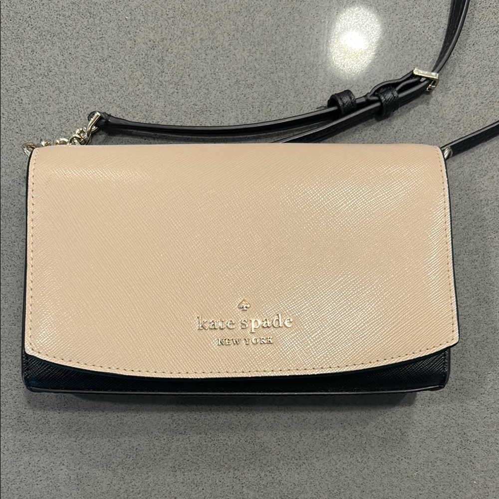 Kate Spade Cream and Black Structured Crossbody Bag